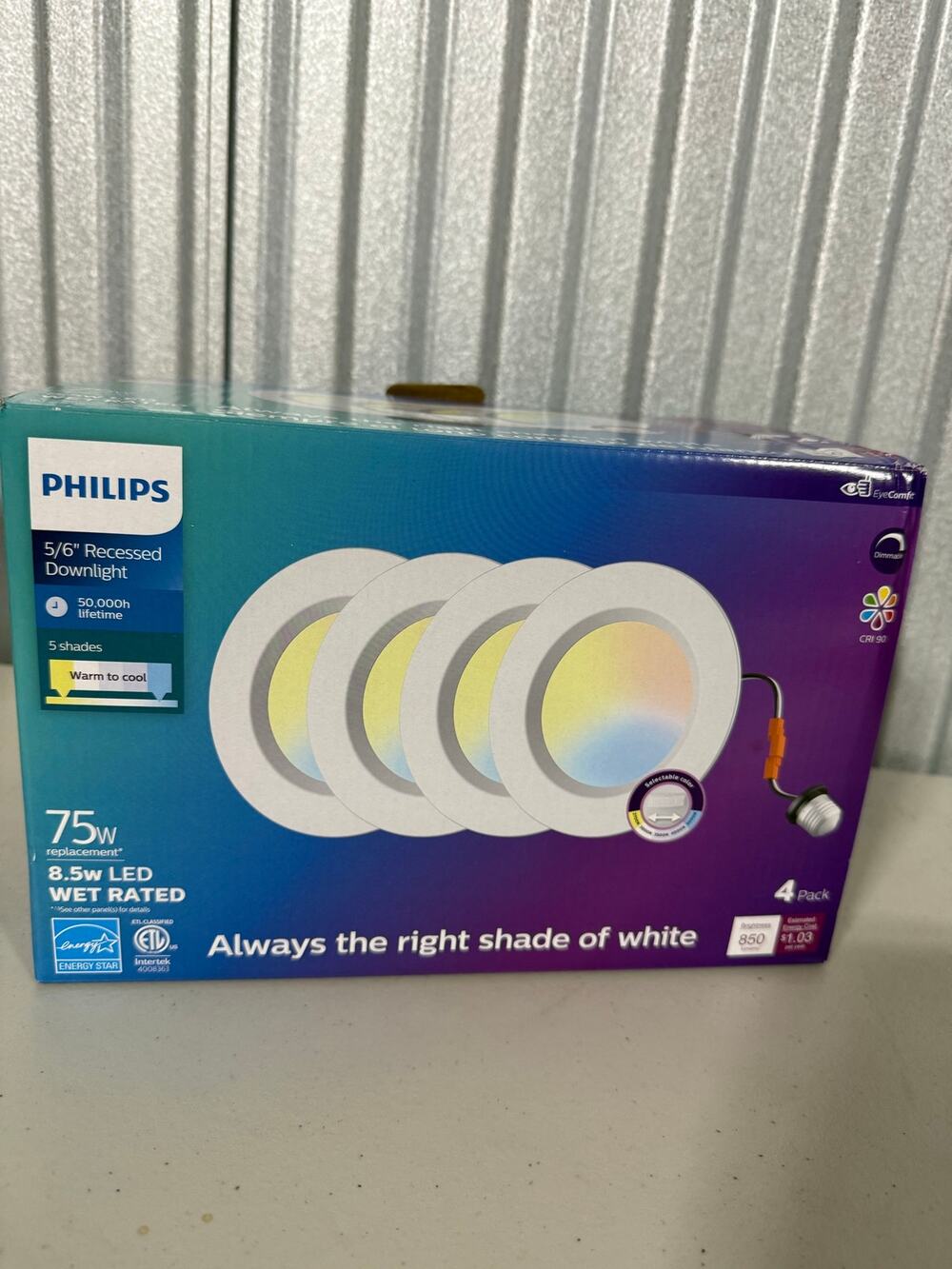 4-pack of Philips 5/6" Recessed LED Downlights